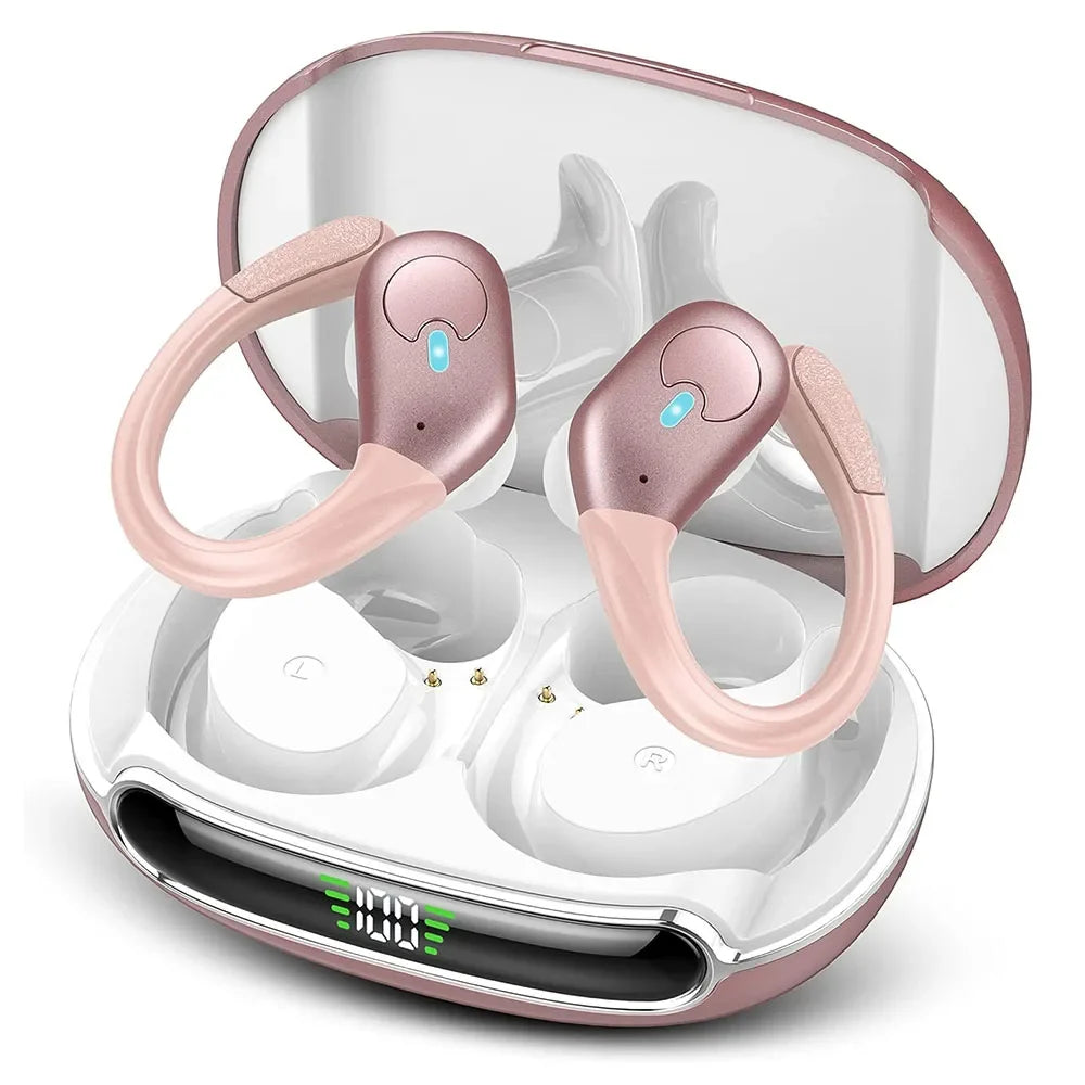 Bluetooth 5.3 Headphones True Wireless Earbuds Bass Stereo Sound with LED Power Display Case 60H Playback Earphones With Mic ENC