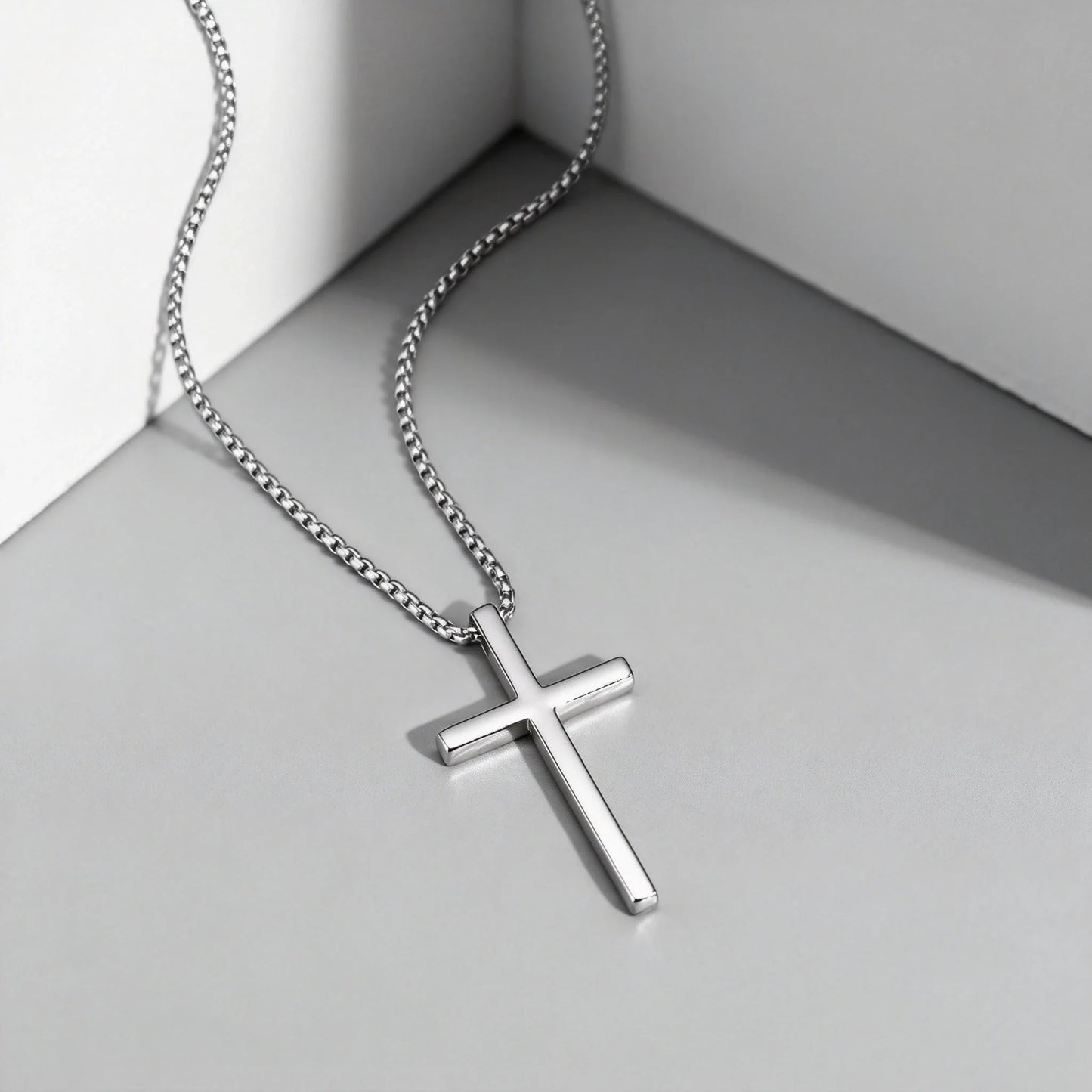 Fashionable Cross Pendant Necklace | Unisex Stainless Steel Box Chain