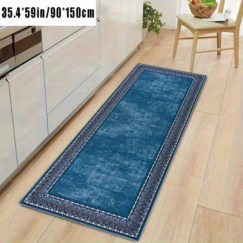Blue Long Runner Rugs Bohe Carpet for Living Room Hallway Home Decor Kitchen Floor Mat Laundry Rugs Finely Edged Balcony  Mat