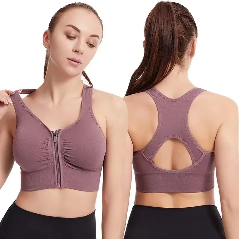 Sujetador deportivo para mujer con cremallera frontal