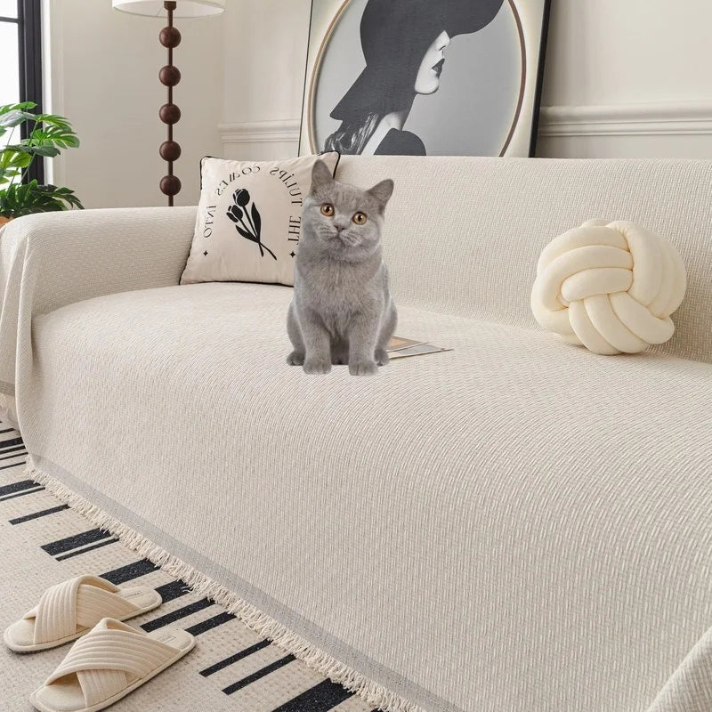 Solid Color Sofa Throw Blanket Non-slip Sofa Slipcovers Pets Kids Dust-proof Couch Armchair Covers Camping Picnic Blankets Home