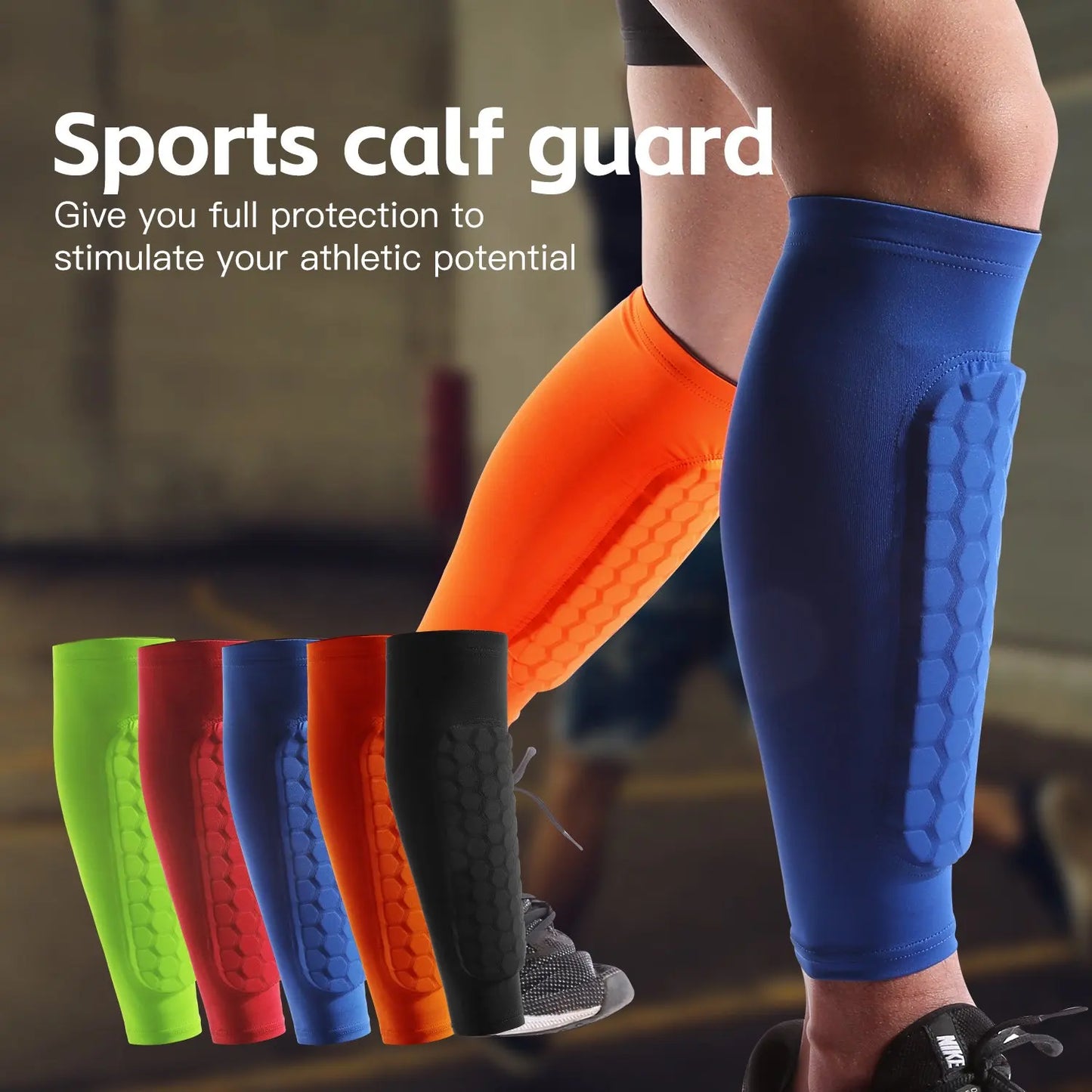 1 PC Leg Sleeves Shin Guards Shockproof Honeycomb Nylon Support Sock Shin Protector Soccer Gear Soccer Shields Sports Legging