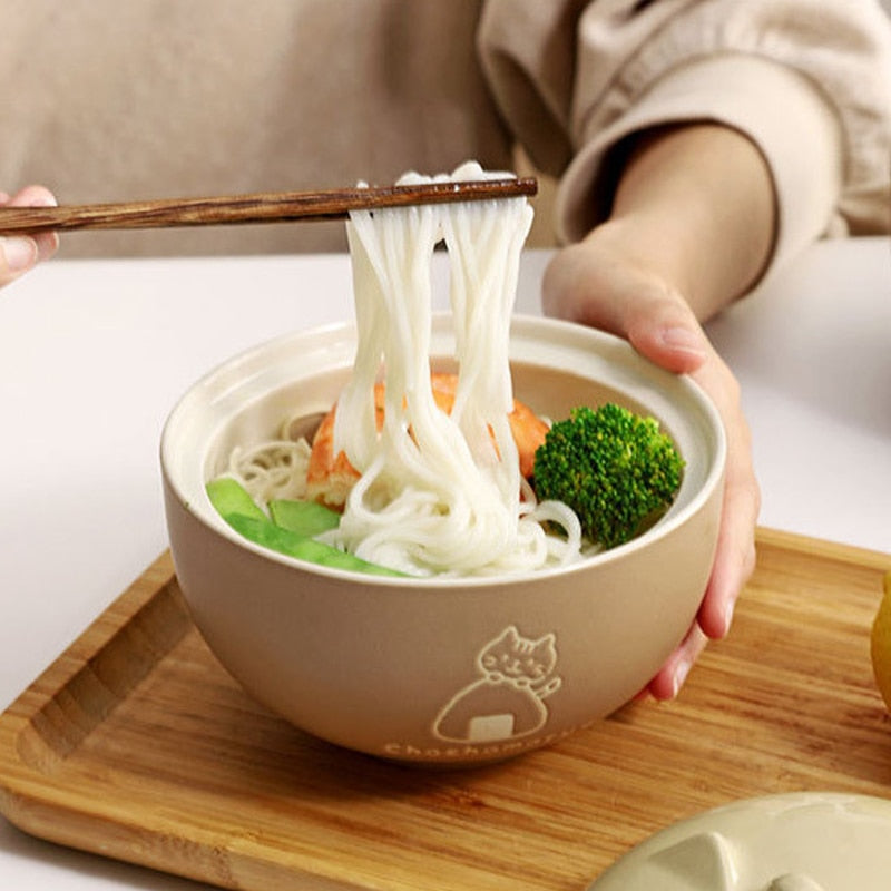 Cuencos de ramen de cerámica para gatos