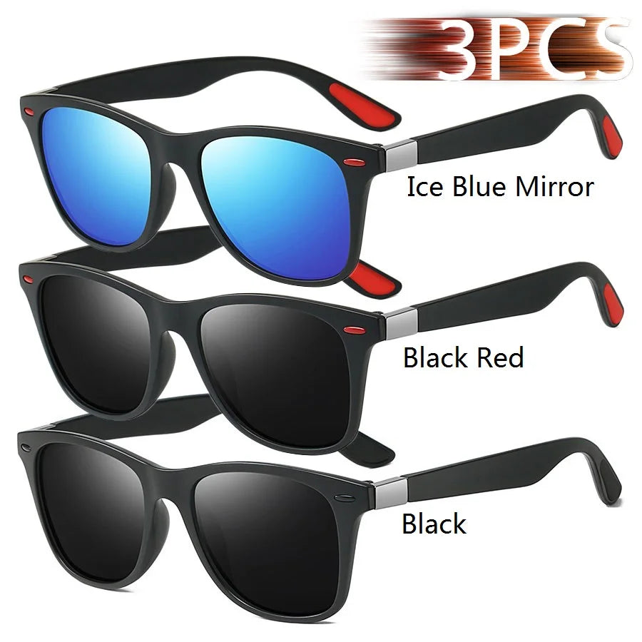 1-2-3PCS Fashion Vintage Square Unisex Driving Fishing Sunglasses Men Women Luxury Brand Designer Sun Glasses Anti-Glare Eyewear
