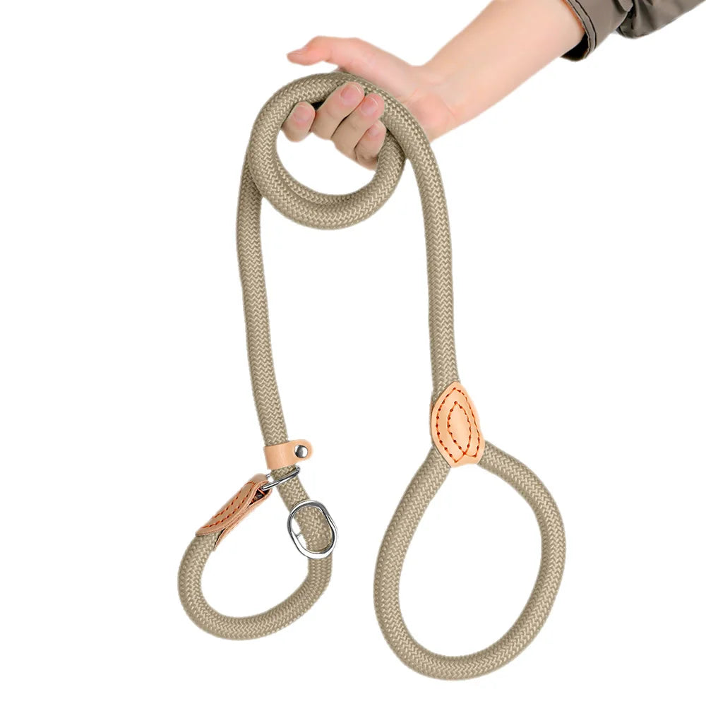 Dog training collar anti riot nylon hand P rope extended thickened unbreakable hand training dog round rope large dog P chain