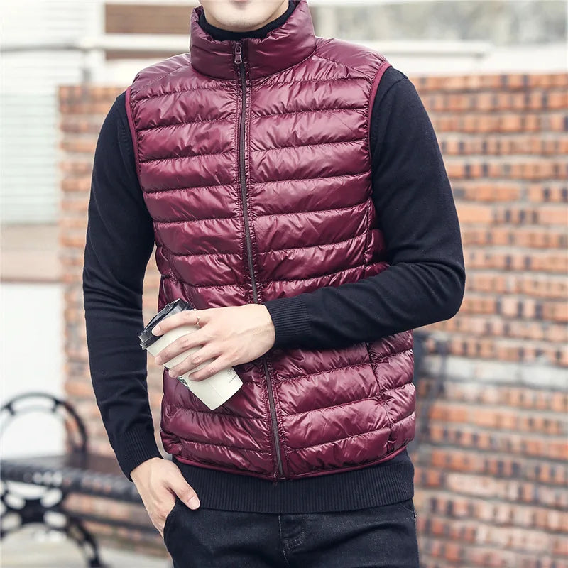 Men's Sleeveless Puffer Jackets Fashion Brand Men Down Vest Coats New Winter Casual Lightweight Down Duck Vest Coats Male