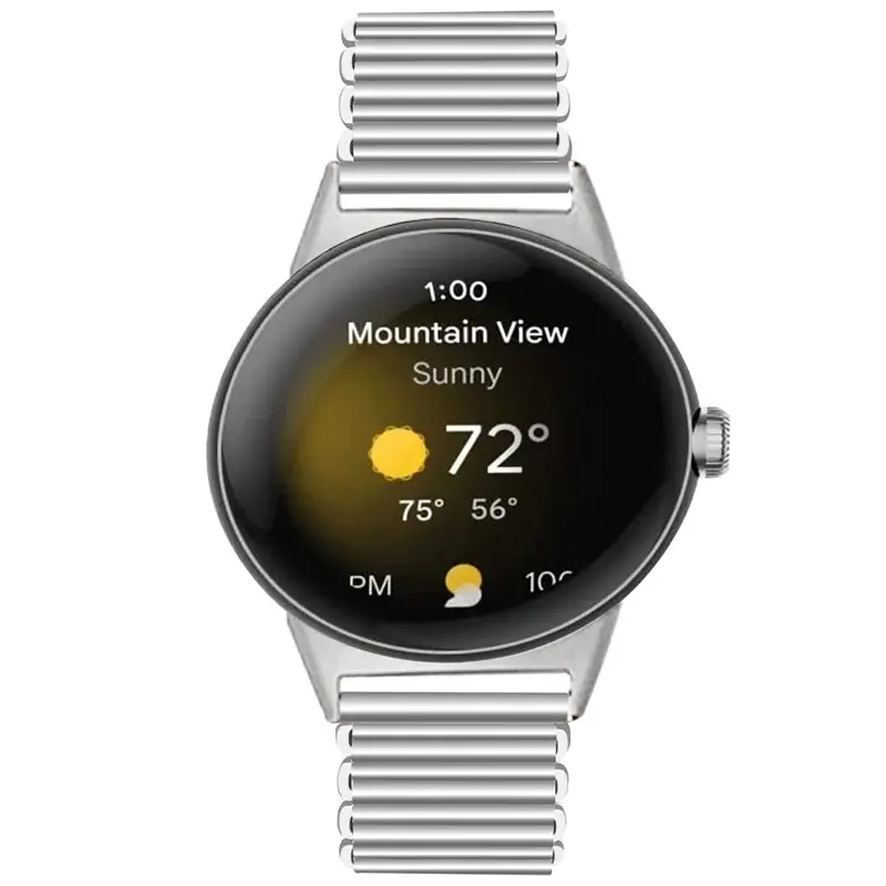 Google Pixel Watch 5, 4 & 3 41mm Ribbed Stainless Steel Link Band