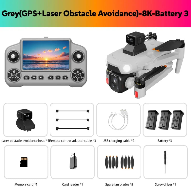 Lenovo Drone With screen RC 8K Professional HD Aerial Photography GPS Laser obstacle avoidance Three-axis gimbal Aircraft