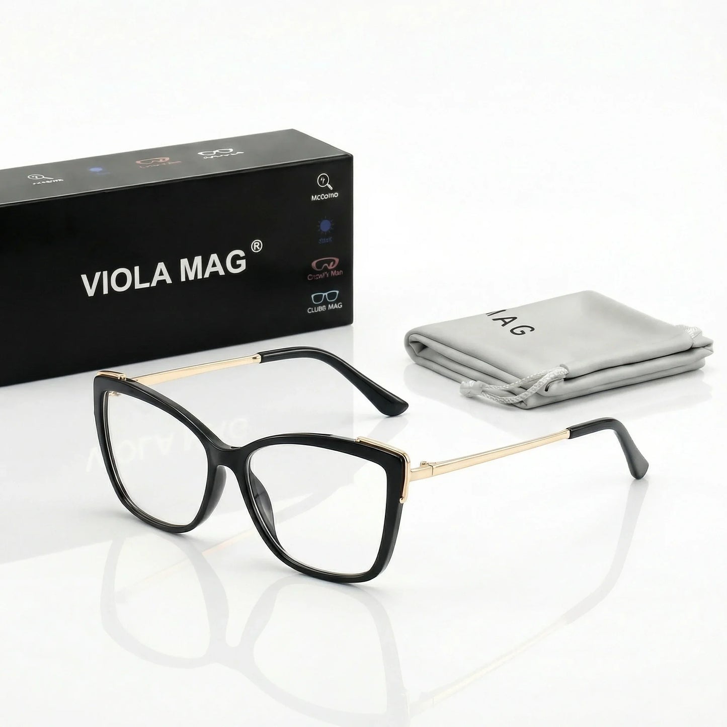 VIOLA MAG Fashion Contrast Cat Eye Reading Glasses, Metal Lens Legs Anti Blue Light, Women's Commuting Office
