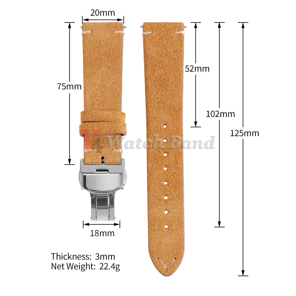 Amazfit Balance, GTR, GTS & Bip Vintage Suede Band with Butterfly Clasp