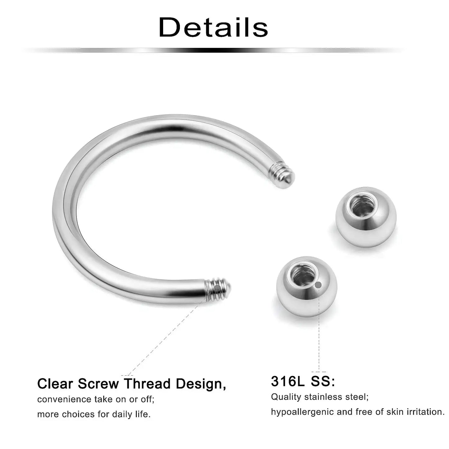 31 Styles 16G Surgical Steel 1 Pcs Nose Septum Rings Piercing Jewelry