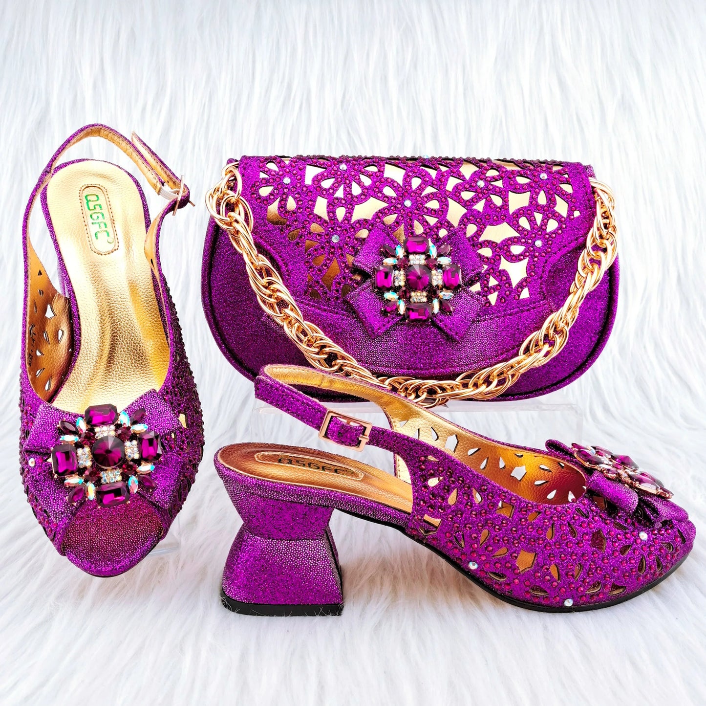 Juego de zapatos y bolso de boda africanos de nueva llegada HGY1-46