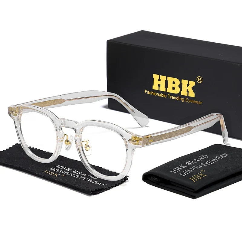 HBK Retro Oval Glasses Frames Transparent Lenses Men High Quality TR-90 Frame Glasses Women's Anti BlueLight Computer Glasses