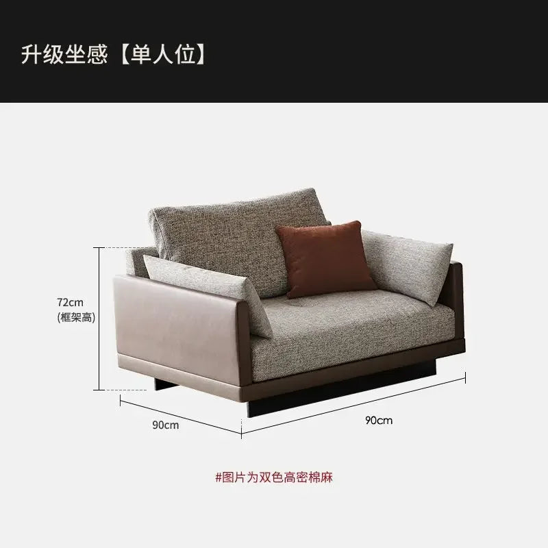 Connelly high-end cotton and linen fabric Italian living room modern simple straight row small apartment triple sofa