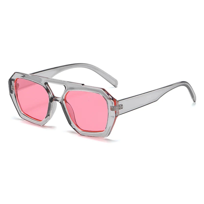 Hiking Women Fashion Polygonal Double Bridge Anti Light Glasses Luxury Minimalist Leopard Pattern Design Eyeglasses UV400