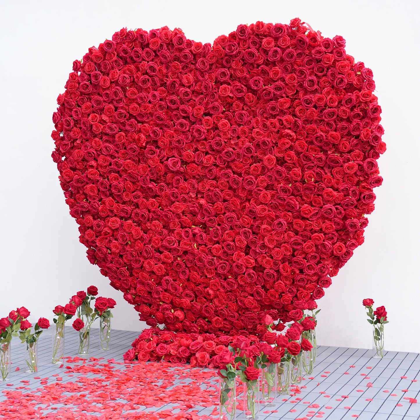 Angela Flower Red Rose Creative Love Heart Floral Wall Cloth Base Flower Arrangement Wedding Backdrop Frame Proposal Decor A7699