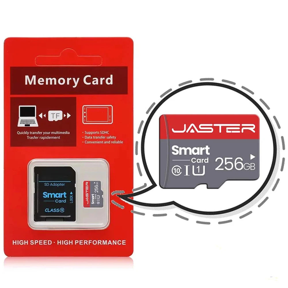 JASTER High Speed Mini SD Memory Card 256GB Class 10 Micro TF flash usb pen drive card 4GB 8G 16G 32GB 64GB 128GB for Smartphone