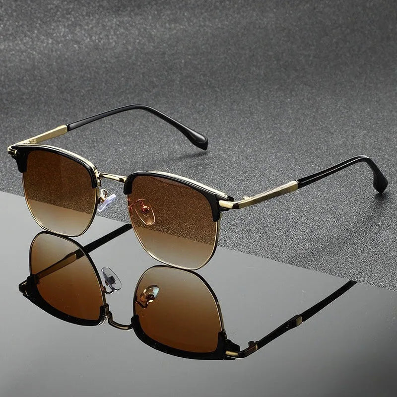 Vintage Square Metal Frame Sunglasses for Men and Women, Retro Unisex Fashion UV400 Protection Eyewear