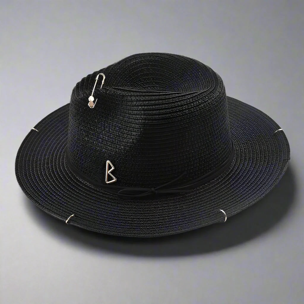 Sombrero Panamá unisex de paja con letras de metal