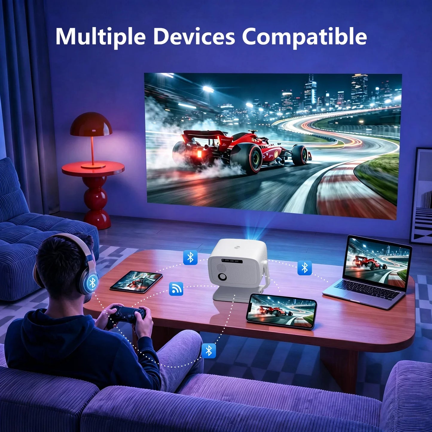 4K Full HD Home Theater Projector Native 1080P Auto Focus Keystone Correction Android Portable Outdoor Cinema Smart Projector