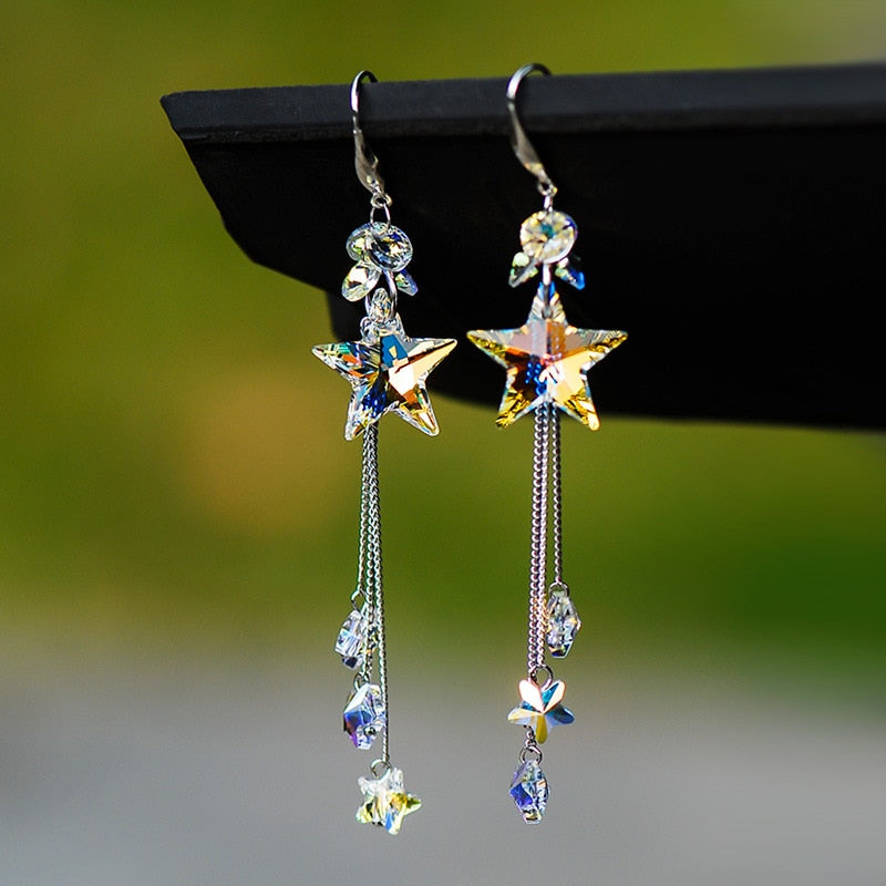 Pendientes Colgantes Estrella de Cristal