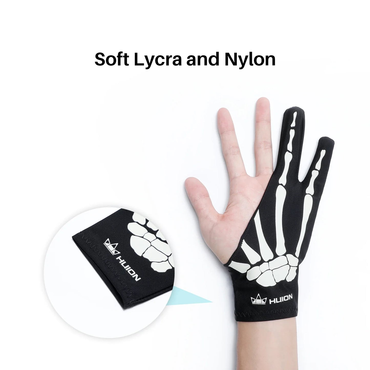 Huion Skeleton Glove Two- Finger Anti-fouling Artist Glove Flexible and Comfortable Drawing Glove