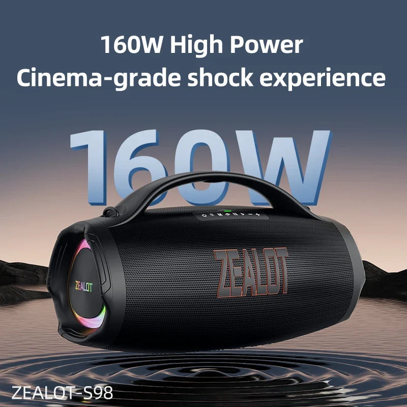 ZEALOT S98 160W Big Power Portable Bluetooth Speaker Wireless TWS Subwoofer Bluetooth Speaker Waterproof Mobile HIFI Quality