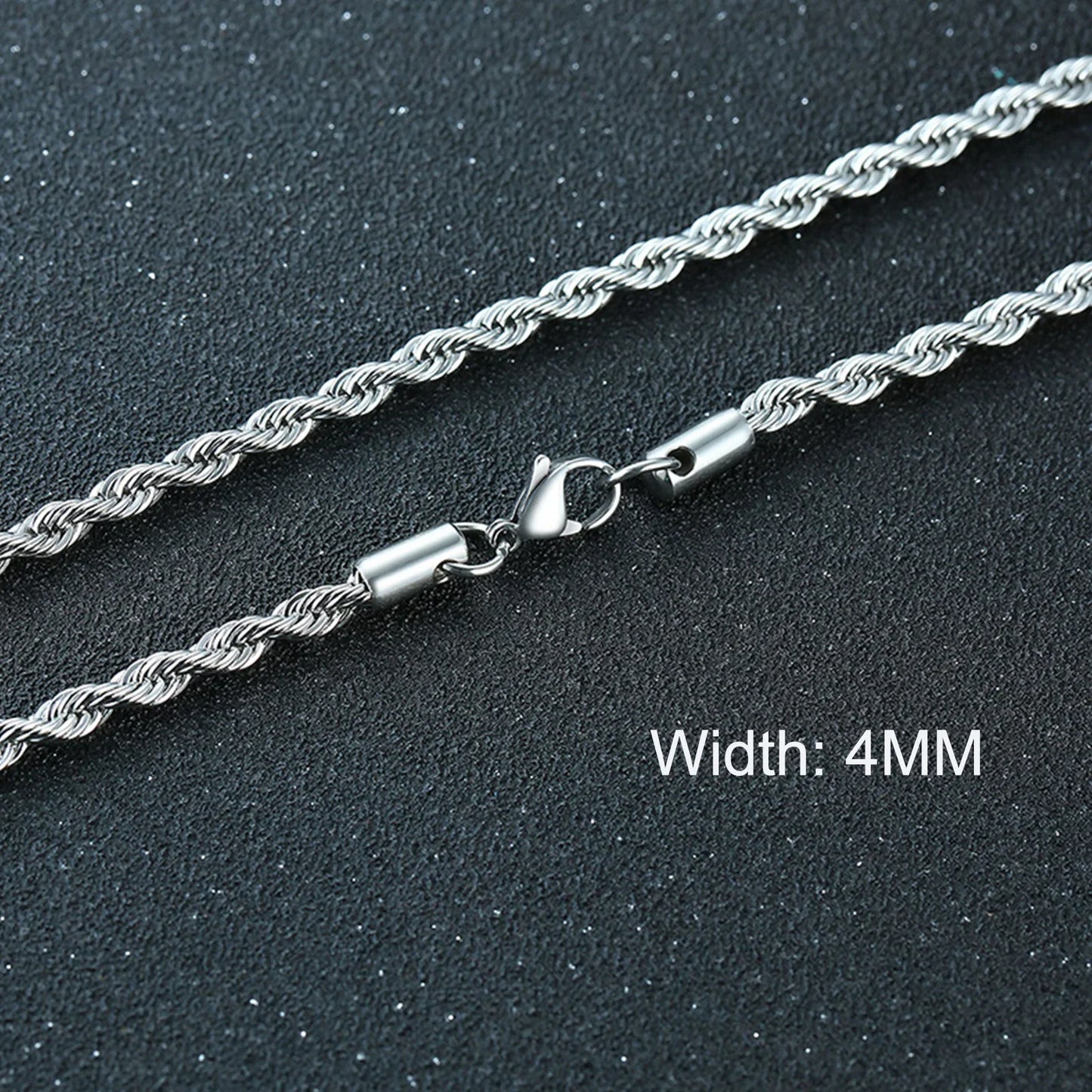 3-11mm Classic Cuban Chain Necklace for, Silver Black Gold Grey Color