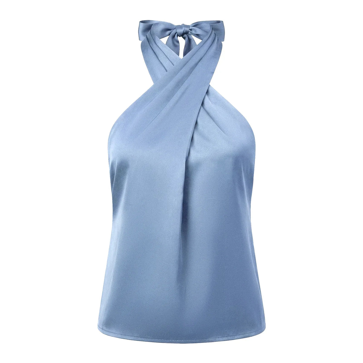 Women Satin Tank Tops Solid Color Backless Sleeveless Cross-criss Halter Vest 2026 Summer Fashion Elegant Top Streetwear