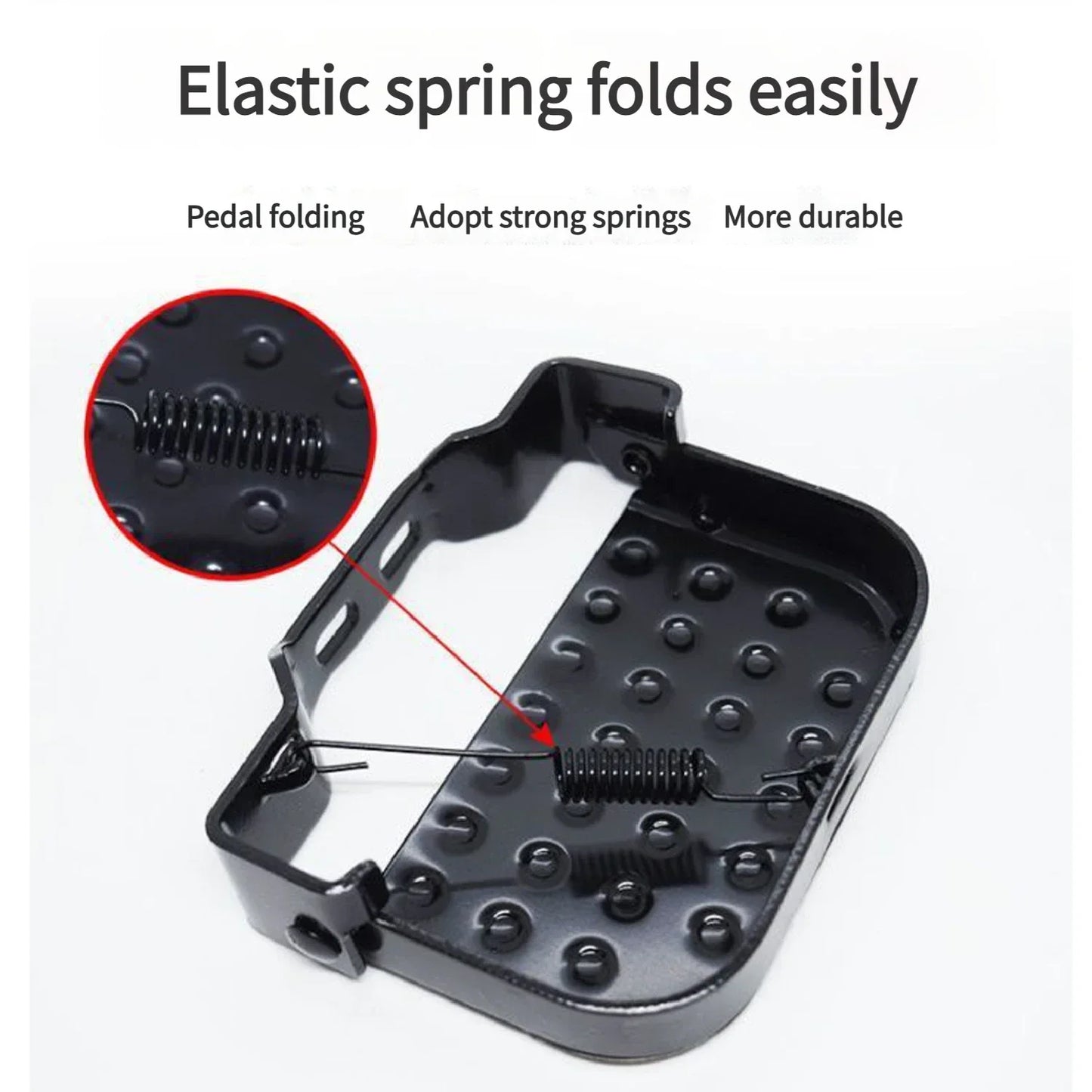 Universal Mountain Bike Electric Bike Folding Footrest with Elastic Spring, Oversized Design,  Rust-Resistant Paint Finish