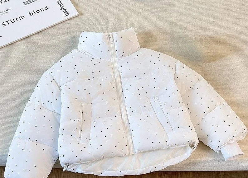 2025 Winter Girls Rhinestone Puffer Jacket Korean Star-Studded Fashion Coat Glitter Zip-Up Quilted Down Jacket