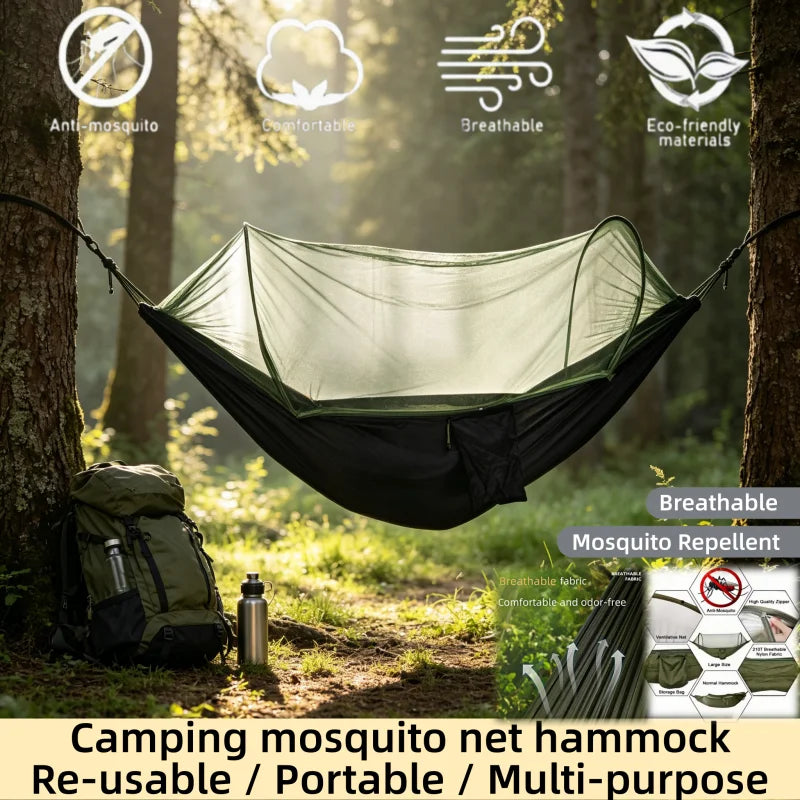Portable outdoor camping hammock, mosquito net bed, sleeping tent, camping bed, hanging tent, travel shelter, ultralight hammock