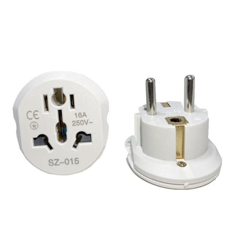 Universal Travel Adapter Converter 16A 250V Korea EU Plug 2 round Socket High Quality Wall Socket for AU US UK CN to EU KR