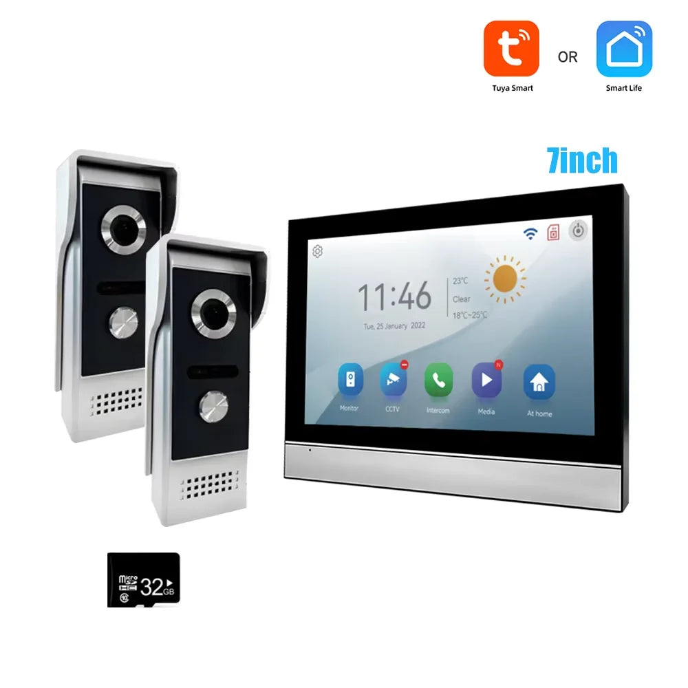 Tuya 1080P 7/10 inch Color Touch Screen WiFi Doorbell Intelligent APP Intercom Kit with Mobile Detection 128G Image Storage