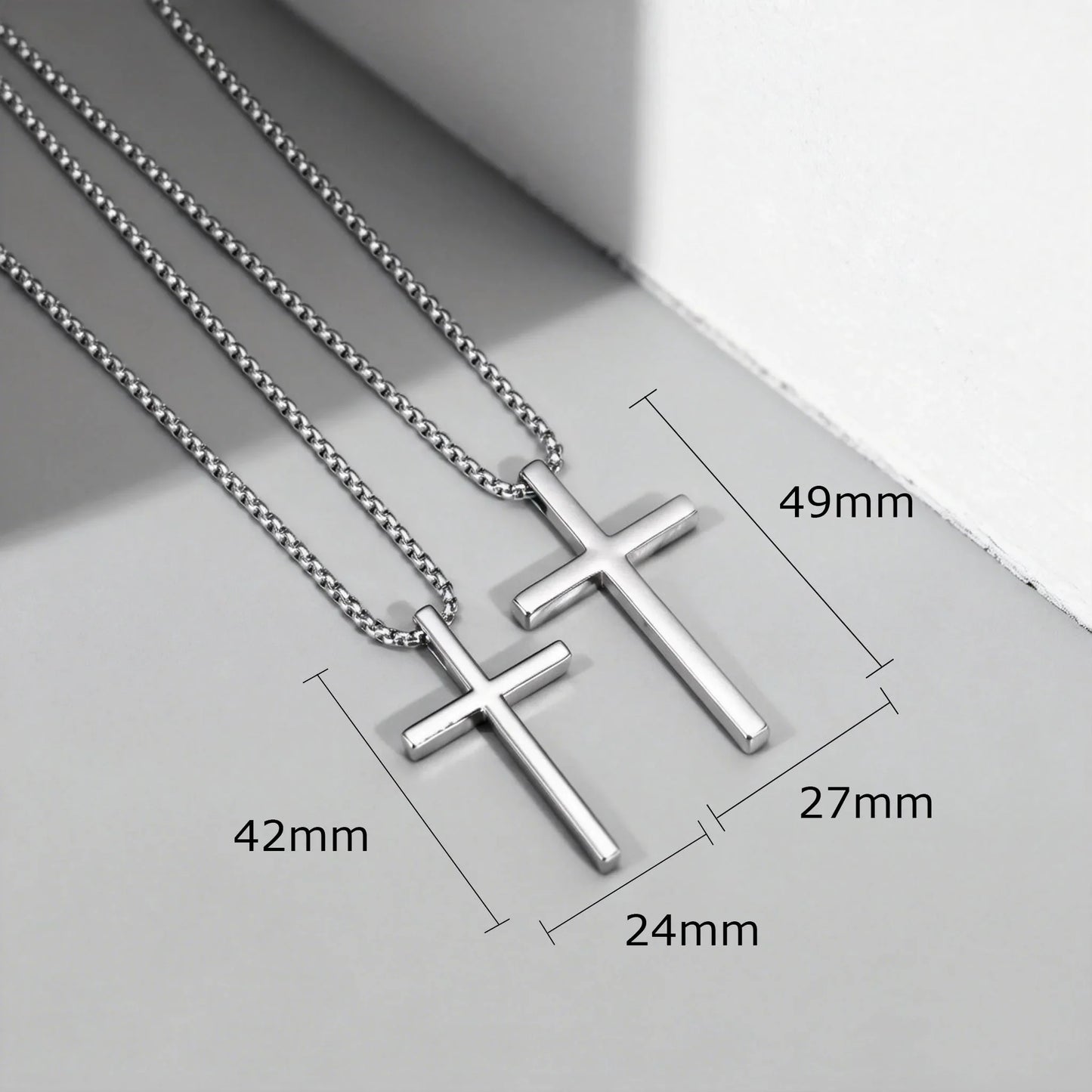 Fashionable Cross Pendant Necklace | Unisex Stainless Steel Box Chain