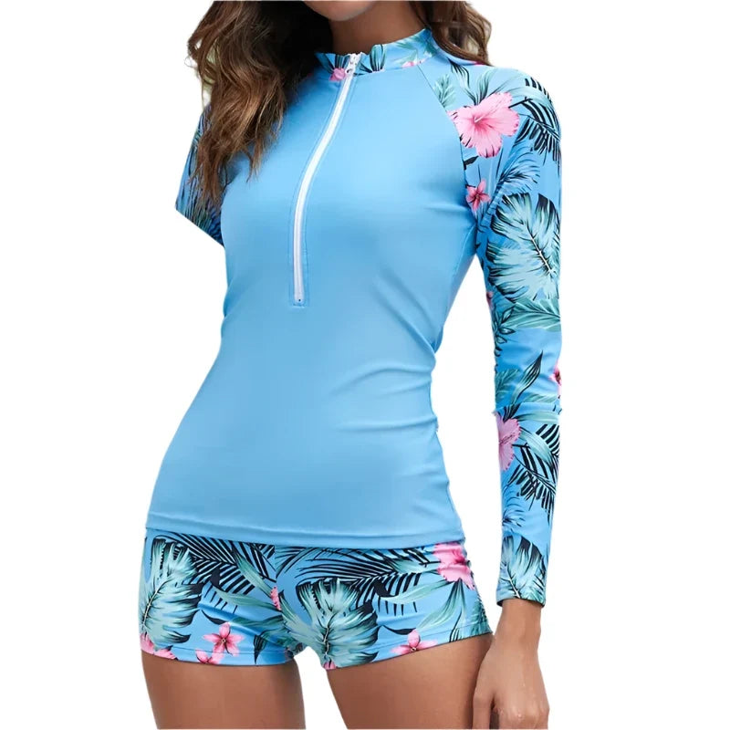 Women's Two-Piece Swimwear with Push-Up Top for Surf and Pool