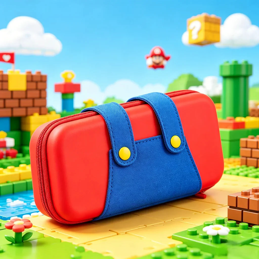 Retro Style Hard Shell Travel Case for Nintendo Switch 2 Holds 10 Cartridges Securely in Elastic Loops