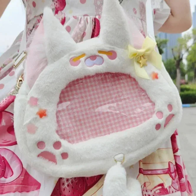 Bolso Ita de Peluche de Gato Harajuku
