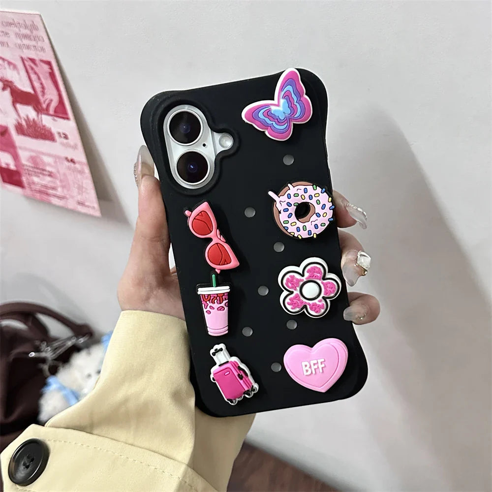 Crocs Charms Cute DIY Holes Silicone Soft Phone Case