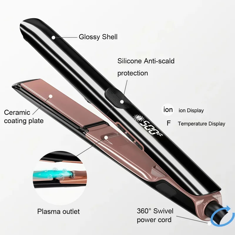 Professional Electric Ceramic Hair Straightener Flat Iron LCD Display Fast Heating Styling Tool for Household Salon Use