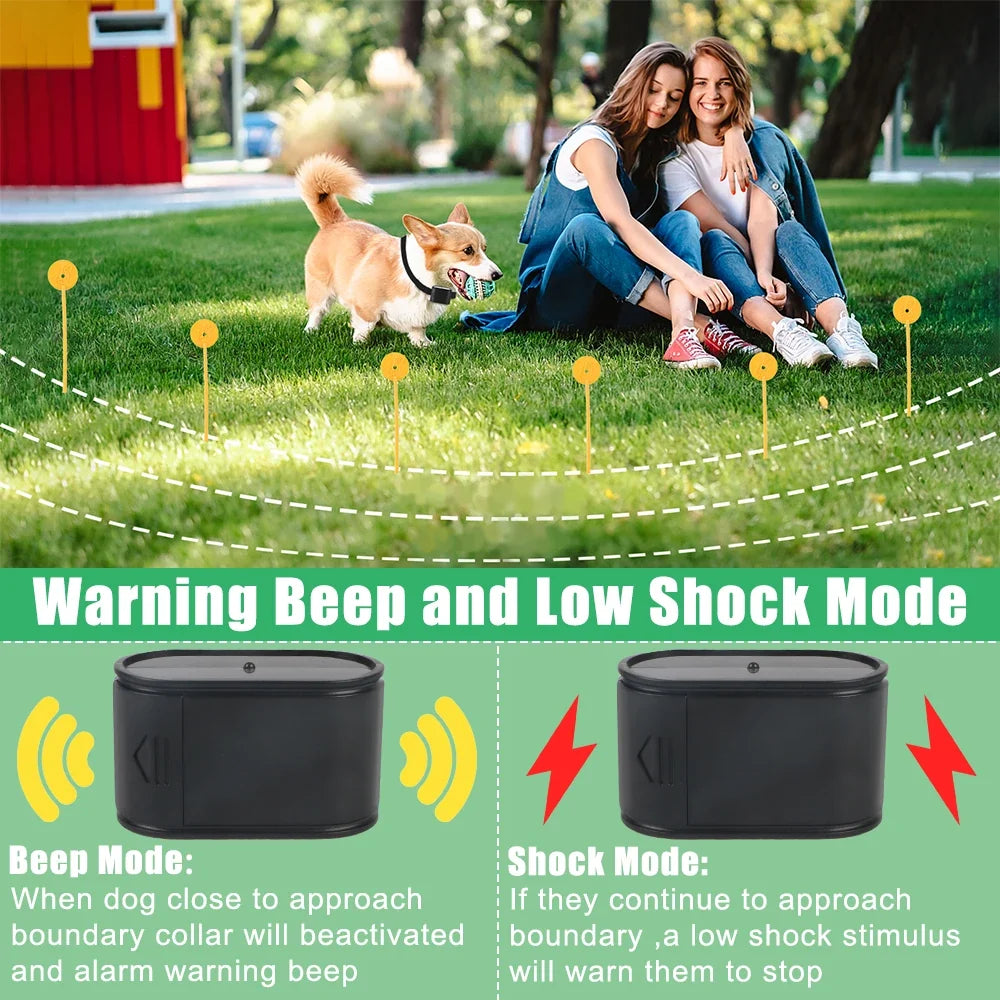 Dog Training Collar Electronic Pet Fence System Containment Waterproof Sound Shocked Collar Electric Dog Fence Pet Accessories