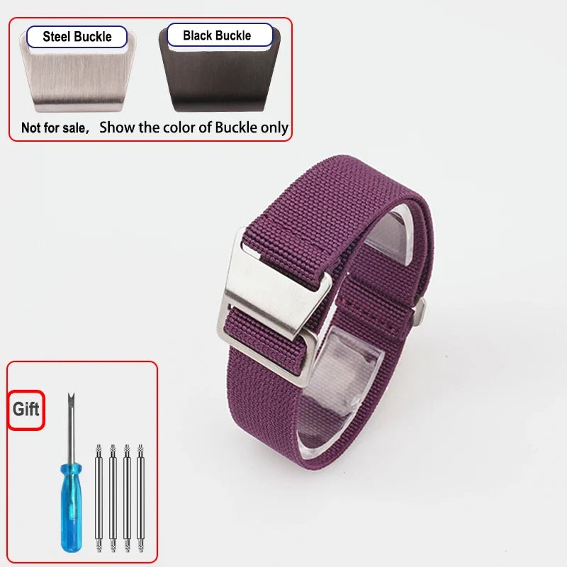 Garmin 18/20/22mm Quick Release Elastic Parachute Nylon Band with Hook Clasp