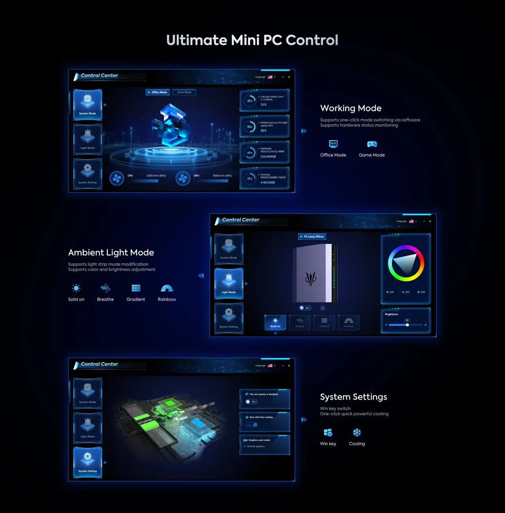 New AtomMan Gaming Mini PC G7 Ti /G7 Ti SE Intel Core i9-14900HX/ i7-14650HX+RTX 4070 DDR5 Minisforum AI Graphics Gaming Mini PC