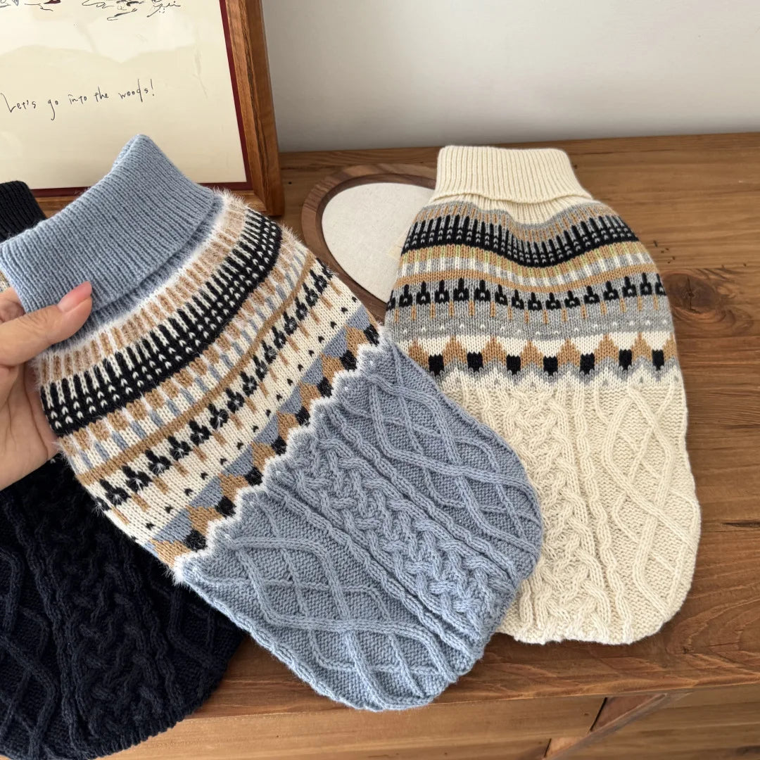 Vintage Stripe High Quality Warm Winter Sweater Clothes for Dog Cat Christmas New Year Knitted Pullover Clothes