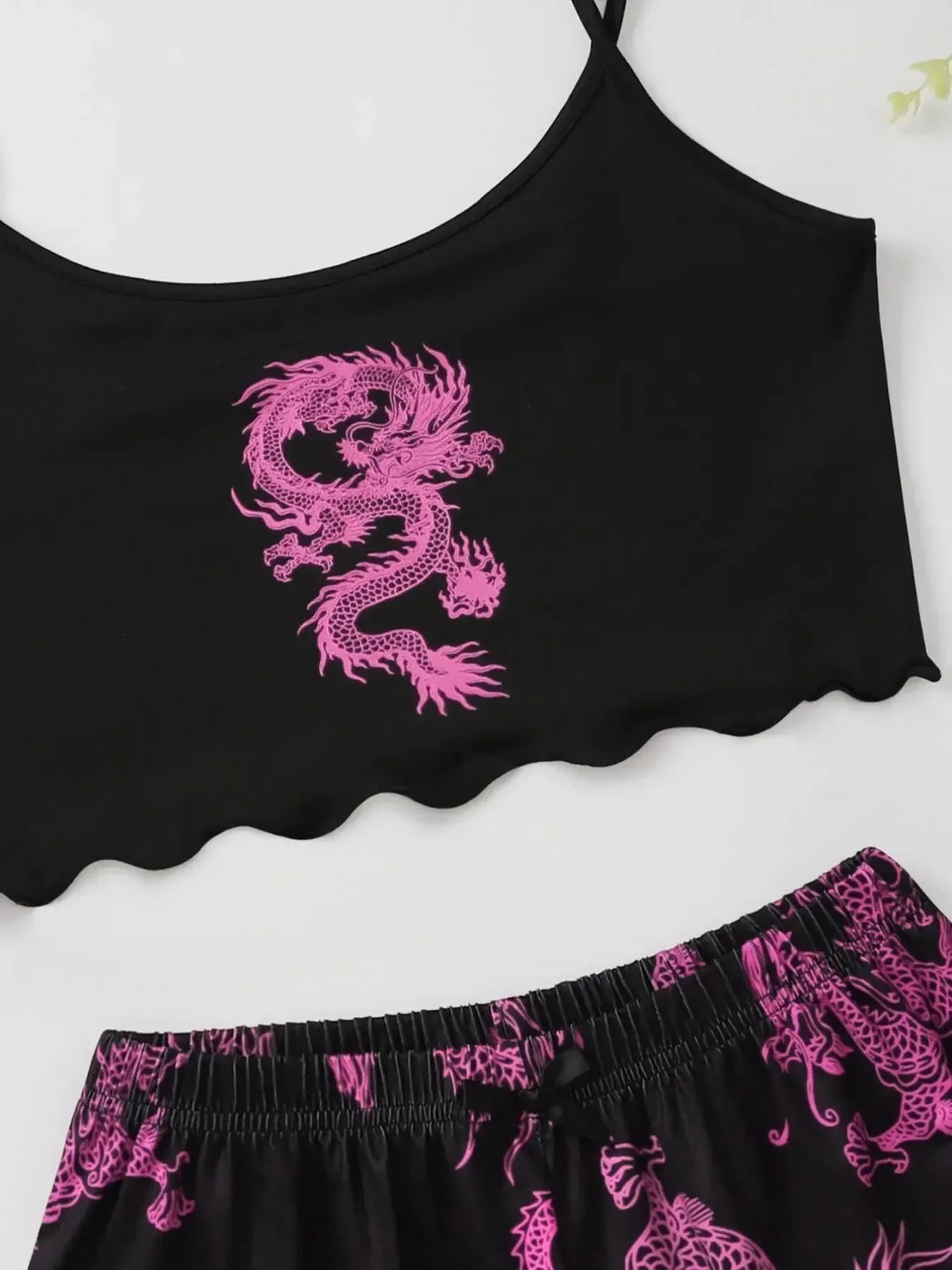 Summer Pajamas Set for Women Nightwear Sexy Dragon Printed Vest Halter Top Shorts Suit Homewear Sleepwear Loungewear