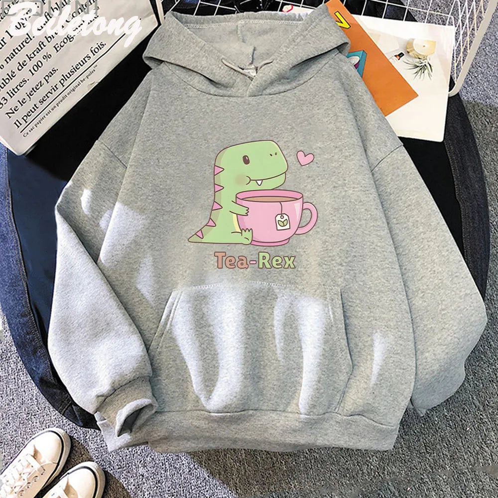 Sudadera con capucha "Tea-Rex" para amantes de los dinosaurios y el té