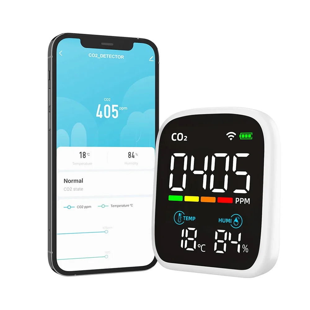 Portable WIFI Air Quality Tester APP Control PM2.5 CO2 Air Pollution Analyzer Temperature Humidity Test Meter Infrared Sensor