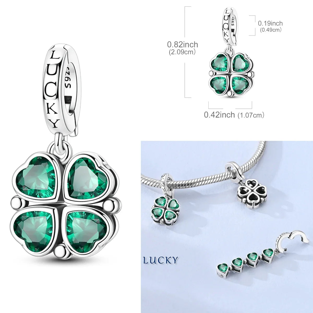 Charms Bead 925 Sterling Silver Pink Butterfly Luminous Firefly Dangle