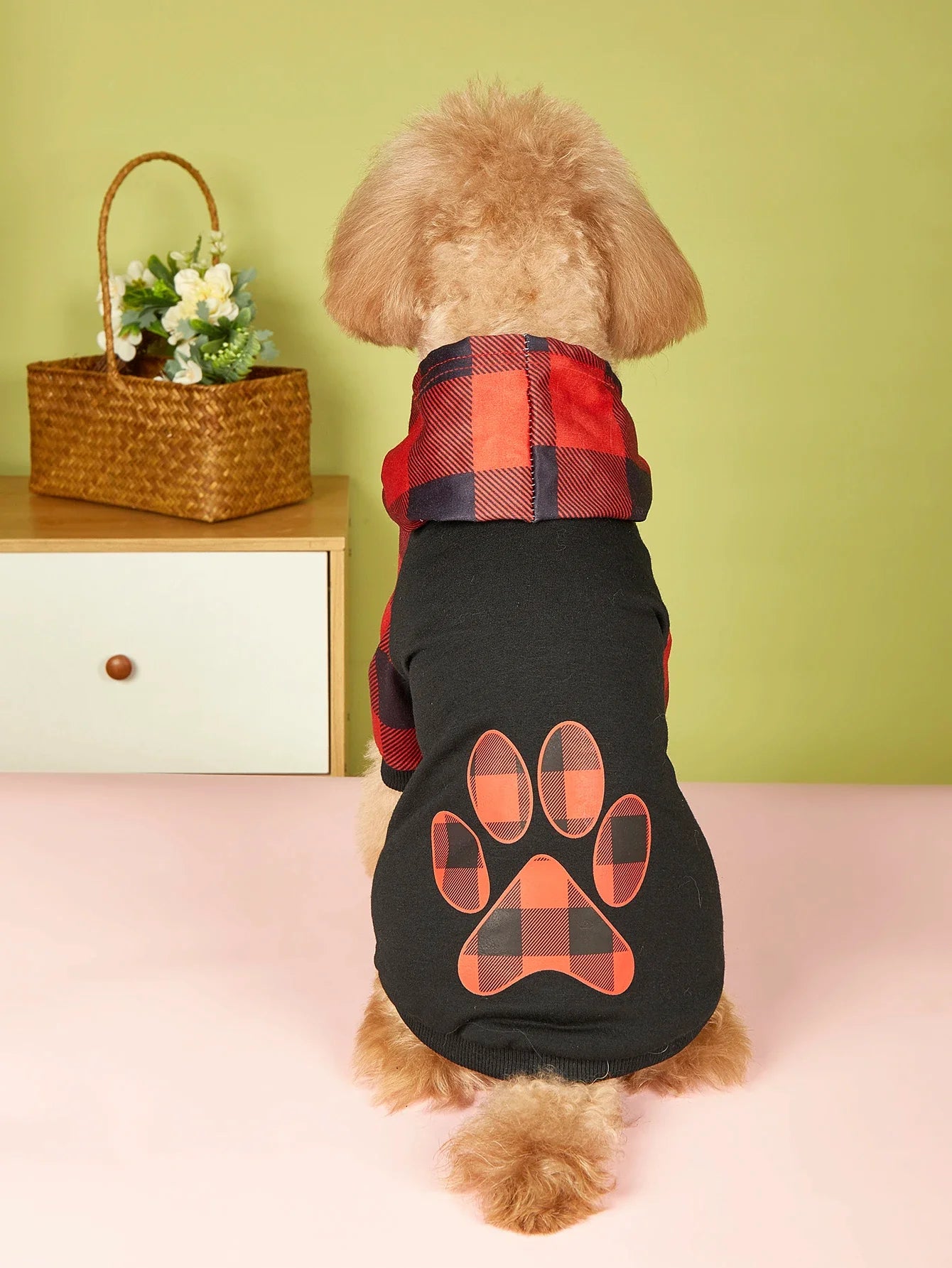 Pet Clothes for Dog Cat Puppy Hoodies Coat Plaid Paw Sweatshirt Dog Warm Outfits for Small Medium Dog for Daily Wear