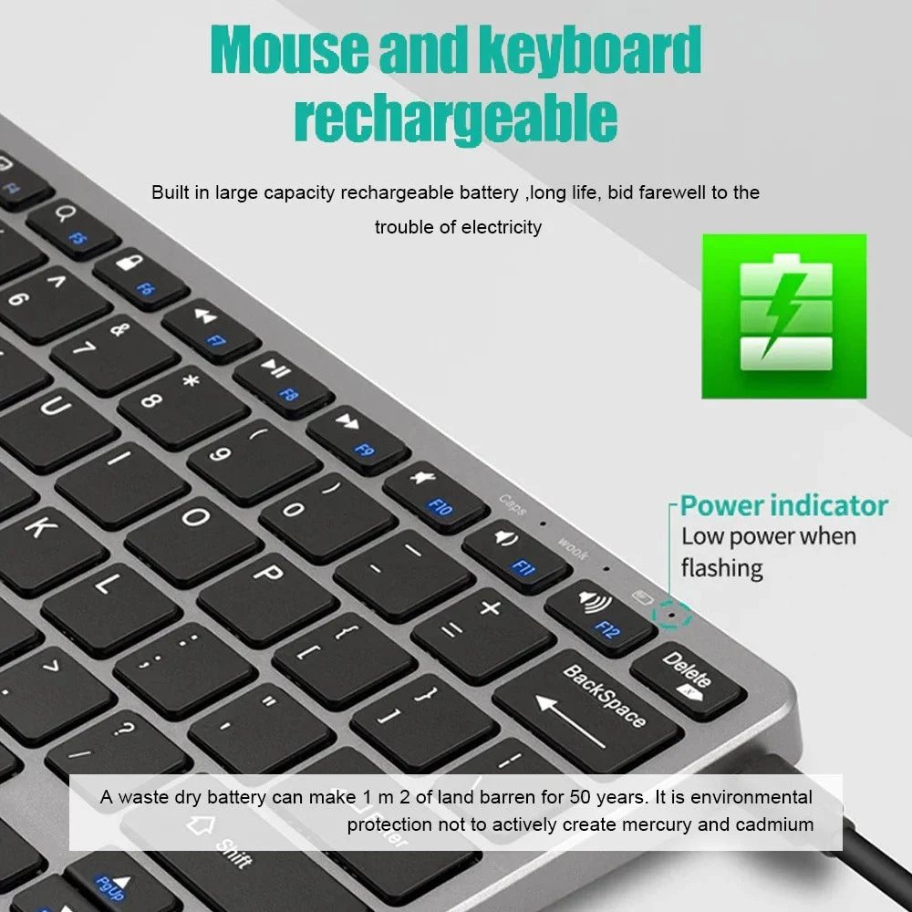 2.4G Wireless Keyboard Mouse Set Bluetooth 5.0 Keyboard Mouse Combo 2 modes Mini Keyboard Mouse For Laptop PC Accessories